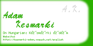 adam kesmarki business card